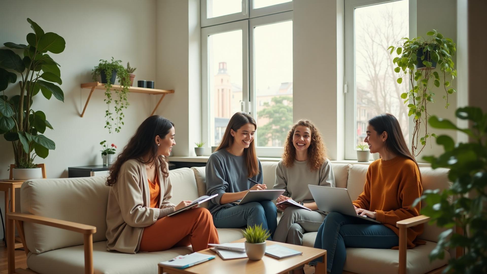 Estudiantes en apartamento compartido